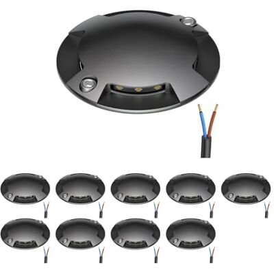 ledscom.de 10x LED Bodenleuchte, Wegmarkierung RUNDA für außen, IP67, 4-flammig, anthrazit, rund, 70mm Ø, warmweiß ledscom.de 10x LED Bodenleuchte, Wegmarkierung RUNDA für außen, IP67, 4-flammig, anthrazit, rund, 70mm Ø, warmweiß