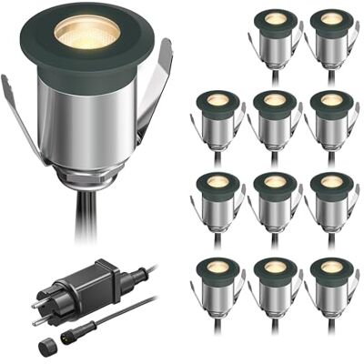 ledscom.de LED Boden-Einbauleuchte BINO für außen, anthrazit, IP67, 32mm Ø, warmweiß, 12er Set ledscom.de LED Boden-Einbauleuchte BINO für außen, anthrazit, IP67, 32mm Ø, warmweiß, 12er Set