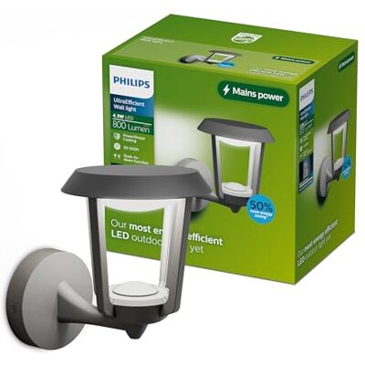 Philips Nuvy Außenwandleuchte, 800 lm, 2700 K, PowerShield, IP44 wetterfest, langlebig, Aluminium, integrierte LED, Anthrazitgrau Philips Nuvy Außenwandleuchte, 800 lm, 2700 K, PowerShield, IP44 wetterfest, langlebig, Aluminium, integrierte LED, Anthrazitgrau