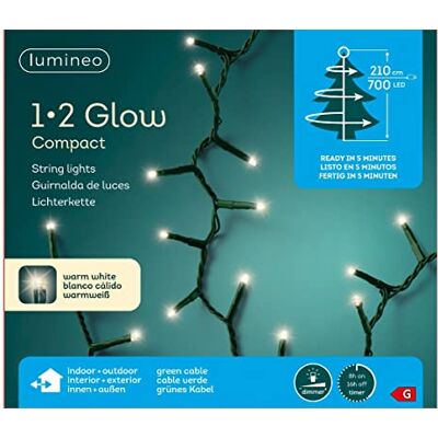 Lumineo 1-2 Glow Compact warm weiß 700 LED's für 2,1 Meter Bäume grünes Kabel Indoor & Outdoor Timer dimmbar IP44 Lumineo 1-2 Glow Compact warm weiß 700 LED's für 2,1 Meter Bäume grünes Kabel Indoor & Outdoor Timer dimmbar IP44