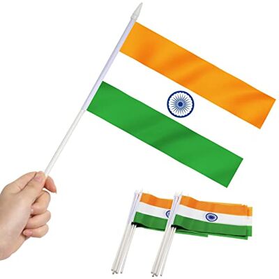 Anley India Mini Flag 12er Pack Handgehaltene kleine indische Miniaturflaggen am Stick lichtbeständig und lebendige Farben 5.5 x 8 Zoll mit massiver Stange und Speerspitze Anley India Mini Flag 12er Pack Handgehaltene kleine indische Miniaturflaggen am Stick lichtbeständig und lebendige Farben 5.5 x 8 Zoll mit massiver Stange und Speerspitze