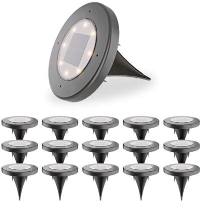 HOFTRONIC 16er Ellis Set Solar Bodenleuchten Außen Schwarz Solarleuchten für Garden 8 LEDS 3000K Warmweiß IP65 Wasserdicht Solarlampen für Garten Rasen Patio Solar Gartenleuchten HOFTRONIC 16er Ellis Set Solar Bodenleuchten Außen Schwarz Solarleuchten für Garden 8 LEDS 3000K Warmweiß IP65 Wasserdicht Solarlampen für Garten Rasen Patio Solar Gartenleuchten