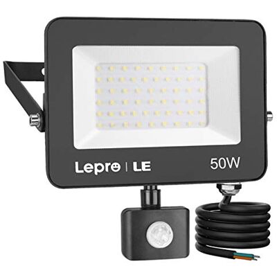 Lepro 50W LED Strahler mit Bewegungsmelder Außen, 4200LM 5000K IP65 5000K Superhell Strahler, IP65 Wasserdicht Außenstrahler, Ideale Aussenleuchte für Garten, Innenhöfe, Garage, Haus Lepro 50W LED Strahler mit Bewegungsmelder Außen, 4200LM 5000K IP65 5000K Superhell Strahler, IP65 Wasserdicht Außenstrahler, Ideale Aussenleuchte für Garten, Innenhöfe, Garage, Haus