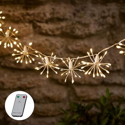 Lights4fun 200er LED Starburst Solar Lichterkette mit Fernbedienung USB Aufladbar Solar Lichterkette warmweiß Solarlampen für außen Lights4fun 200er LED Starburst Solar Lichterkette mit Fernbedienung USB Aufladbar Solar Lichterkette warmweiß Solarlampen für außen
