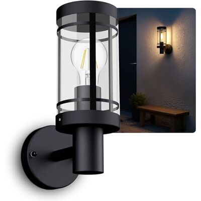 SSC-LUXon MIENTO Außenwandleuchte schwarz IP44 Laterne E27 inkl LED Außen-Wandlaterne für Haustür & Terrasse warmweißes Licht, für Carport & Fassade, wetterfest IP44, inkl. E27 LED 4W SSC-LUXon MIENTO Außenwandleuchte schwarz IP44 Laterne E27 inkl LED Außen-Wandlaterne für Haustür & Terrasse warmweißes Licht, für Carport & Fassade, wetterfest IP44, inkl. E27 LED 4W