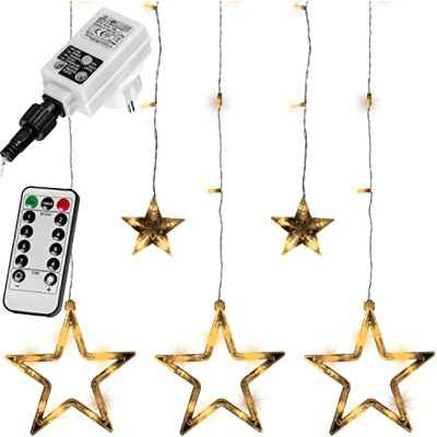 VOLTRONIC LED Lichtervorhang, innen und außen, IP44, Modell- und Farbwahl, 5 Sterne 61 LEDs, warmweiß, Fernbedienung VOLTRONIC LED Lichtervorhang, innen und außen, IP44, Modell- und Farbwahl, 5 Sterne 61 LEDs, warmweiß, Fernbedienung