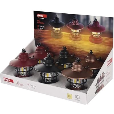 Emos dekorative LED Laternen für Outdoor und Indoor, 6 Stück wasserdichte Vintage-Laternen mit Haken in verschiedenen Farben für Garten oder Wohnbereich, inkl. Batterien Emos dekorative LED Laternen für Outdoor und Indoor, 6 Stück wasserdichte Vintage-Laternen mit Haken in verschiedenen Farben für Garten oder Wohnbereich, inkl. Batterien