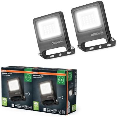 Osram ENDURA FLOOD PC 10W LED-Fluter, 4000K kaltweiß, 1000 Lumen, IP65 wetterfestes Flutlicht, recyceltes Alu, 180° schwenkbar, Dunkelgrau,2-Pack Osram ENDURA FLOOD PC 10W LED-Fluter, 4000K kaltweiß, 1000 Lumen, IP65 wetterfestes Flutlicht, recyceltes Alu, 180° schwenkbar, Dunkelgrau,2-Pack
