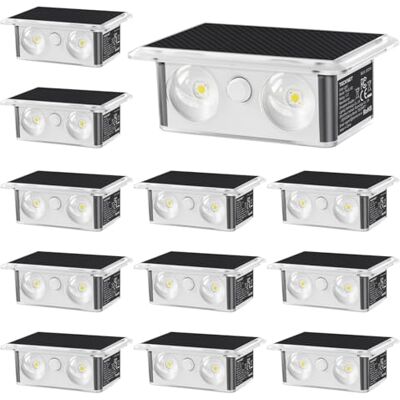 TECKNET Solar Wandleuchten für Außen, IP66 Up and Down Solarlampen, 12Stück IP66 Wasserdicht, 4 LEDs, 3 Farbmodi, für außen wand, Garten, Hof, Terrassen, Balkone, Veranden, Zäune TECKNET Solar Wandleuchten für Außen, IP66 Up and Down Solarlampen, 12Stück IP66 Wasserdicht, 4 LEDs, 3 Farbmodi, für außen wand, Garten, Hof, Terrassen, Balkone, Veranden, Zäune