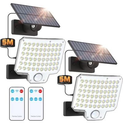 LUTEC Solarlampen für Außen mit Fernbedienung, 6500K LED Außenlampe mit PIR-Bewegungsmelder, IP65 Wasserdicht Solarleuchte mit 5m Kabel, 3 Modi (2 Stück) LUTEC Solarlampen für Außen mit Fernbedienung, 6500K LED Außenlampe mit PIR-Bewegungsmelder, IP65 Wasserdicht Solarleuchte mit 5m Kabel, 3 Modi (2 Stück)