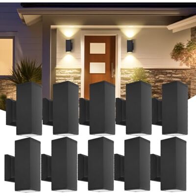 Aigostar LED Wandleuchte GU10 Aluminium Up Down Außenwandleuchte Wasserdicht Außenleuchte Außenlampe Wandspot für Innen und Außen, Schwarz, 10 Stück Aigostar LED Wandleuchte GU10 Aluminium Up Down Außenwandleuchte Wasserdicht Außenleuchte Außenlampe Wandspot für Innen und Außen, Schwarz, 10 Stück