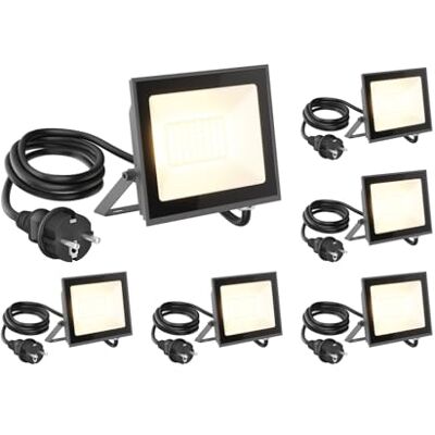 ledscom.de 6x LED Wandstrahler/Gartenstrahler OZIN, IP65, Stecker, anthrazit, 30 W, 2466 lm, warmweiß ledscom.de 6x LED Wandstrahler/Gartenstrahler OZIN, IP65, Stecker, anthrazit, 30 W, 2466 lm, warmweiß