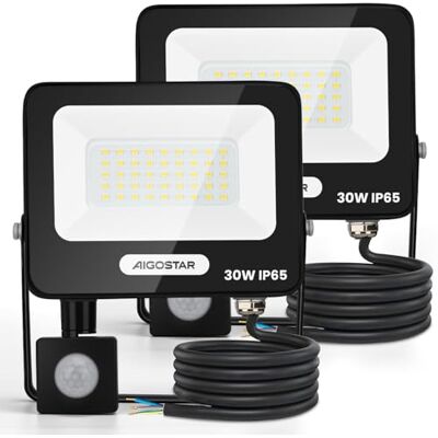 Aigostar 30W LED Strahler mit Bewegungsmelder Außen,2 Stück ,2750LM,4000K Naturweiß Außenstrahler,IP65 Wasserdicht Scheinwerfer,Fluter für Innen,Garten, Innenhöfe, Haus,Garage, Hote Aigostar 30W LED Strahler mit Bewegungsmelder Außen,2 Stück ,2750LM,4000K Naturweiß Außenstrahler,IP65 Wasserdicht Scheinwerfer,Fluter für Innen,Garten, Innenhöfe, Haus,Garage, Hote