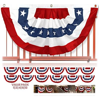 Anley USA-Plissee-Fanflagge, 9,1 x 1,8 m, amerikanische US-Wimpelflaggen, patriotische Sterne und Streifen – scharfe Farbe und lichtbeständig –USA 3 x 6 Fuß, halbes Fan-Banner Anley USA-Plissee-Fanflagge, 9,1 x 1,8 m, amerikanische US-Wimpelflaggen, patriotische Sterne und Streifen – scharfe Farbe und lichtbeständig –USA 3 x 6 Fuß, halbes Fan-Banner