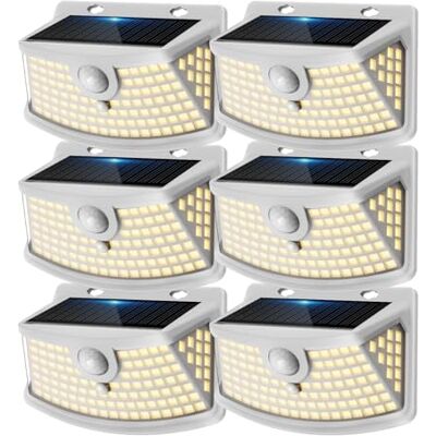 Aootek Solarlampen für Außen mit Bewegungsmelder, 6er Set, Garten, 120 LED 270° Breiter Winkel, IP65 Wasserdicht, Solar Wandleuchte, Sicherheitslicht, Gartenbeleuchtung, Weißer Rahmen, Warmweiß Aootek Solarlampen für Außen mit Bewegungsmelder, 6er Set, Garten, 120 LED 270° Breiter Winkel, IP65 Wasserdicht, Solar Wandleuchte, Sicherheitslicht, Gartenbeleuchtung, Weißer Rahmen, Warmweiß