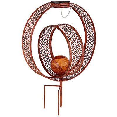 GLOBO Solarlampe orientalische Kugel Dekoleuchte Garten Solar Solarlampe Metall für Außen, Crackle Glas, Erdspieß, 1x LED 0,06W warmweiß, LxBxH 30x20x42 cm, Farbe:rostfarben GLOBO Solarlampe orientalische Kugel Dekoleuchte Garten Solar Solarlampe Metall für Außen, Crackle Glas, Erdspieß, 1x LED 0,06W warmweiß, LxBxH 30x20x42 cm, Farbe:rostfarben
