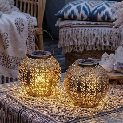 Northpoint LED Solar Laterne Marrakesh 2er-Set Gartenleuchte Metall warmweiß RGB Solarleuchte Außen Boho Deko mit Schattenwurf IP44 Balkon Terrasse Garten Beleuchtung (Messing-Finish) Northpoint LED Solar Laterne Marrakesh 2er-Set Gartenleuchte Metall warmweiß RGB Solarleuchte Außen Boho Deko mit Schattenwurf IP44 Balkon Terrasse Garten Beleuchtung (Messing-Finish)