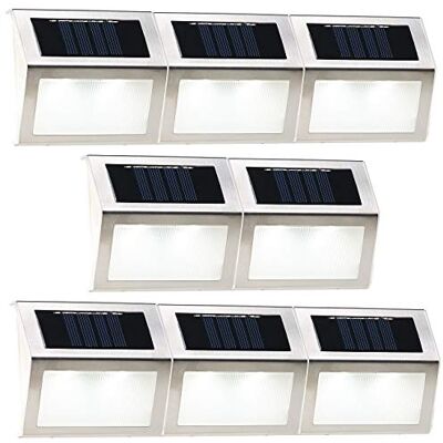 Lunartec Solar Aussenleuchten: 8er-Set Solar-LED-Wand- & Treppen-Leuchten für außen, Edelstahl, 20 lm (Solarlampen für aussen, LED Wandleuchte, Licht) Lunartec Solar Aussenleuchten: 8er-Set Solar-LED-Wand- & Treppen-Leuchten für außen, Edelstahl, 20 lm (Solarlampen für aussen, LED Wandleuchte, Licht)