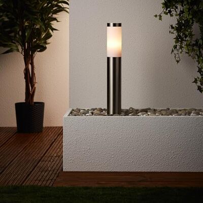 Lightbox Basic Außen Sockellampe mit 51 cm Höhe Ø 8 cm Außen Sockellampe mit 51 cm, E27, max. 40 W, Edelstahl/Kunststoff Lightbox Basic Außen Sockellampe mit 51 cm Höhe Ø 8 cm Außen Sockellampe mit 51 cm, E27, max. 40 W, Edelstahl/Kunststoff