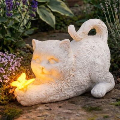 Festive Lights 20cm Gedenkstein mit solarbetriebener LED Beleuchtung Katze mit Schmetterling Grabdekoration Wetterfest Grabstein Katze Grablicht Solar Gedenkstein Erinnerung (Katze mit Schmetterling) Festive Lights 20cm Gedenkstein mit solarbetriebener LED Beleuchtung Katze mit Schmetterling Grabdekoration Wetterfest Grabstein Katze Grablicht Solar Gedenkstein Erinnerung (Katze mit Schmetterling)