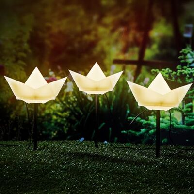 Spetebo Solar Gartenstecker im Papierboot Design 3er Set LED Deko Beleuchtung für Außen Kunststoff Boote mit Erdspieß warm weiß beleuchtet Outdoor Leuchte mit 2 Funktionen Spetebo Solar Gartenstecker im Papierboot Design 3er Set LED Deko Beleuchtung für Außen Kunststoff Boote mit Erdspieß warm weiß beleuchtet Outdoor Leuchte mit 2 Funktionen