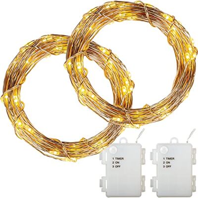 VOLTRONIC LED Lichterdraht, innen und außen, IP44, Batteriebetrieben, Größen- und Farbwahl, 2x 200 LEDs, warmweiß VOLTRONIC LED Lichterdraht, innen und außen, IP44, Batteriebetrieben, Größen- und Farbwahl, 2x 200 LEDs, warmweiß