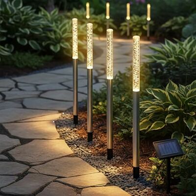 Spetebo LED Solar Gartenstecker 43 cm im Sprudelsäulen Design 4er Set Wegeleuchte solarbetrieben warm weiß beleuchtet Deko Solarlampe Gartenlampe Beleuchtung für Garten Terrasse Blumenbeet Spetebo LED Solar Gartenstecker 43 cm im Sprudelsäulen Design 4er Set Wegeleuchte solarbetrieben warm weiß beleuchtet Deko Solarlampe Gartenlampe Beleuchtung für Garten Terrasse Blumenbeet