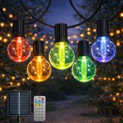 M mimotec Solar-LED-Lichterkette für den Außenbereich, 7,5 m, RGB dimmbar, 15 Lampen, IP54 wasserdicht, Dekoration für Garten, Terrasse, Fassade, Terrasse M mimotec Solar-LED-Lichterkette für den Außenbereich, 7,5 m, RGB dimmbar, 15 Lampen, IP54 wasserdicht, Dekoration für Garten, Terrasse, Fassade, Terrasse