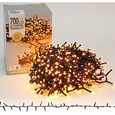 ECD Germany LED Cluster Lichterkette 14m 700 LEDs Extra Warmweiß, 8 Modi, Strombetrieb, IP44 Wasserdicht, Innen/Außen, Weihnachtsbeleuchtung Weihnachtsbaum Clusterlichterkette Büschellichterkette ECD Germany LED Cluster Lichterkette 14m 700 LEDs Extra Warmweiß, 8 Modi, Strombetrieb, IP44 Wasserdicht, Innen/Außen, Weihnachtsbeleuchtung Weihnachtsbaum Clusterlichterkette Büschellichterkette