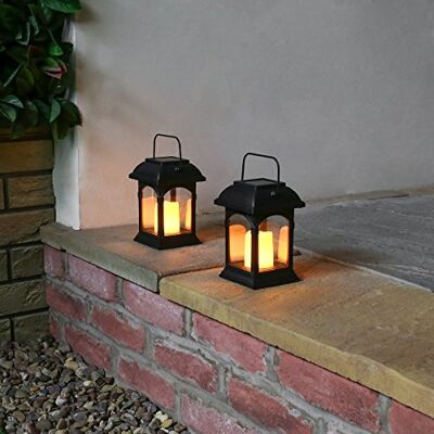 Festive Lights 2er Pack: Solar-Laterne und Kerze, LED, Flackereffekt, 15 cm (inkl. wiederaufladbarer Batterie) Festive Lights 2er Pack: Solar-Laterne und Kerze, LED, Flackereffekt, 15 cm (inkl. wiederaufladbarer Batterie)