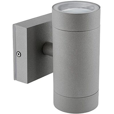 SSC-LUXon LED Außenwandleuchte Up & Down grau IP54 GU10 4W warmweiß rund 2-flammig Runde Fassadenleuchte grau mit Up-Down-Licht für Terrasse, Garten & Hauswand inkl. 2x GU10 LED warmweiß, wetterfest SSC-LUXon LED Außenwandleuchte Up & Down grau IP54 GU10 4W warmweiß rund 2-flammig Runde Fassadenleuchte grau mit Up-Down-Licht für Terrasse, Garten & Hauswand inkl. 2x GU10 LED warmweiß, wetterfest