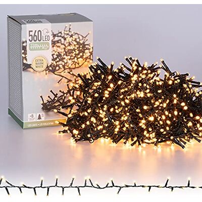 ECD Germany LED Cluster Lichterkette 11m Länge, 560 LEDs, Extra Warmweiß, 3m Stromkabel, IP44, Clusterlichterkette Büschellichterkette für Weihnachten Weihnachtsbaum Weihnachtsbeleuchtung, Innen/Außen ECD Germany LED Cluster Lichterkette 11m Länge, 560 LEDs, Extra Warmweiß, 3m Stromkabel, IP44, Clusterlichterkette Büschellichterkette für Weihnachten Weihnachtsbaum Weihnachtsbeleuchtung, Innen/Außen