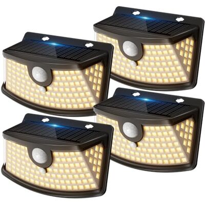Aootek Solarlampen für Außen mit Bewegungsmelder, 4er Set, Garten, 120 LED 270° Breiter Winkel, IP65 Wasserdicht, Solar Wandleuchte, Sicherheitslicht, Gartenbeleuchtung, Schwarzer Rahmen, Warmweiß Aootek Solarlampen für Außen mit Bewegungsmelder, 4er Set, Garten, 120 LED 270° Breiter Winkel, IP65 Wasserdicht, Solar Wandleuchte, Sicherheitslicht, Gartenbeleuchtung, Schwarzer Rahmen, Warmweiß