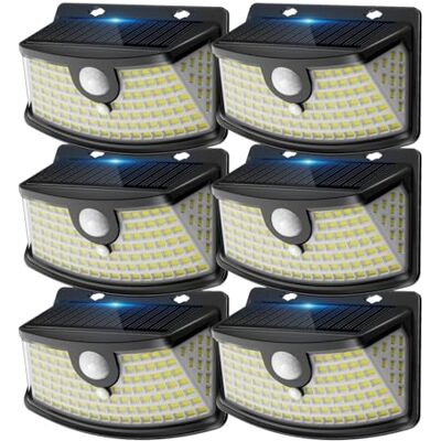 Aootek Solarlampen für Außen mit Bewegungsmelder, 6er Set, Garten, 120 LED 270° Breiter Winkel, IP65 Wasserdicht, Solar Wandleuchte, Sicherheitslicht, Gartenbeleuchtung, Schwarzer Rahmen, Kaltweiß Aootek Solarlampen für Außen mit Bewegungsmelder, 6er Set, Garten, 120 LED 270° Breiter Winkel, IP65 Wasserdicht, Solar Wandleuchte, Sicherheitslicht, Gartenbeleuchtung, Schwarzer Rahmen, Kaltweiß