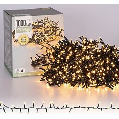 ECD Germany LED Cluster Lichterkette 20m Länge, 1000 LEDs Extra Warmweiß, 3m Stromkabel, IP44, Clusterlichterkette Büschellichterkette für Weihnachten Weihnachtsbaum Weihnachtsbeleuchtung, Innen/Außen ECD Germany LED Cluster Lichterkette 20m Länge, 1000 LEDs Extra Warmweiß, 3m Stromkabel, IP44, Clusterlichterkette Büschellichterkette für Weihnachten Weihnachtsbaum Weihnachtsbeleuchtung, Innen/Außen