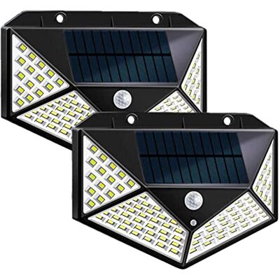 Bonetti Solarlampen für Außen mit Bewegungsmelder und 100 weißen LED 3 Funktionsmodi universell einsetzbare kabellose Außenbeleuchtung mit starkem 1.200 mAh Akku (2 Stück) Bonetti Solarlampen für Außen mit Bewegungsmelder und 100 weißen LED 3 Funktionsmodi universell einsetzbare kabellose Außenbeleuchtung mit starkem 1.200 mAh Akku (2 Stück)