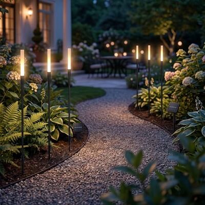 Northpoint LED Solar Gartenleuchte Gartensticks 6er-Set Gartenstecker Außen warmweiß 3000K mit Dämmerungssensor wasserdicht IP44 Solarleuchten Gartenweg Balkon Terrasse Beleuchtung Northpoint LED Solar Gartenleuchte Gartensticks 6er-Set Gartenstecker Außen warmweiß 3000K mit Dämmerungssensor wasserdicht IP44 Solarleuchten Gartenweg Balkon Terrasse Beleuchtung