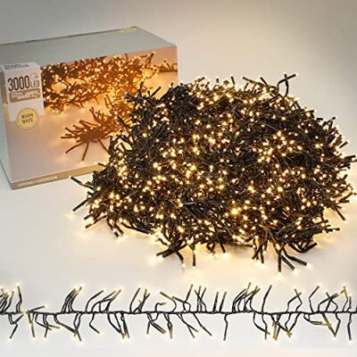 ECD Germany LED Büschel Lichterkette 22m 3000 LEDs Warmweiß, Strombetrieb, IP44 Wasserdicht, Innen/Außen, Weihnachtsbeleuchtung Weihnachtsbaum Cluster Lichterkette Büschellichterkette Büschelkette ECD Germany LED Büschel Lichterkette 22m 3000 LEDs Warmweiß, Strombetrieb, IP44 Wasserdicht, Innen/Außen, Weihnachtsbeleuchtung Weihnachtsbaum Cluster Lichterkette Büschellichterkette Büschelkette