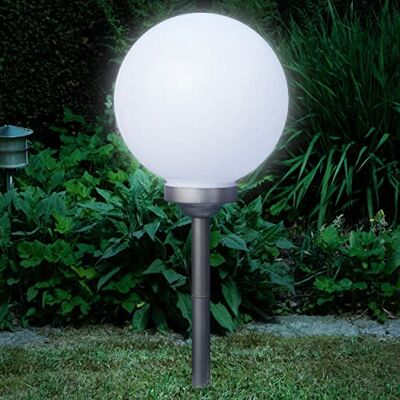 Bonetti Solar Gartenkugel für außen mit LED Beleuchtung, inkl. Erdspieß, 600 mAh Akku, Einschaltautomatik, Moderne und stylische Kugelleuchte (1, Ø 30 cm, kalt-weiß) Bonetti Solar Gartenkugel für außen mit LED Beleuchtung, inkl. Erdspieß, 600 mAh Akku, Einschaltautomatik, Moderne und stylische Kugelleuchte (1, Ø 30 cm, kalt-weiß)
