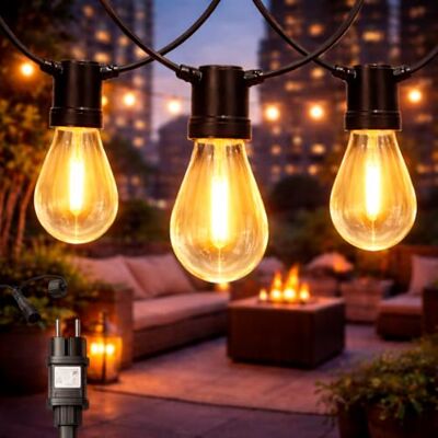 M mimotec Lichterkette für den Außenbereich, elektrisches Kabel, 6,5 m, 10 Lampen, warmes Licht, 2700 K, IP44, wasserdicht, Dekoration für Terrasse, Eingang, Hof und Garten M mimotec Lichterkette für den Außenbereich, elektrisches Kabel, 6,5 m, 10 Lampen, warmes Licht, 2700 K, IP44, wasserdicht, Dekoration für Terrasse, Eingang, Hof und Garten