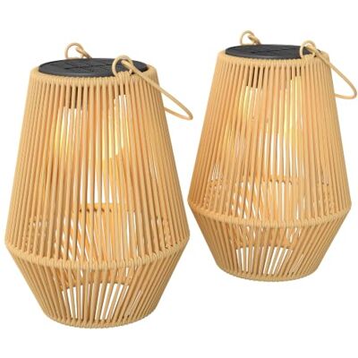 Outsunny Solar Stehlampe 2er Set Rattan Hängend Solarlampen IP44 Mit Lichtsensor, Solarleuchte, Wasserdichte Solarlampe, Outdoor Lampe, Akku Solarlaterne, Für Garten Balkon Hof Weg Outsunny Solar Stehlampe 2er Set Rattan Hängend Solarlampen IP44 Mit Lichtsensor, Solarleuchte, Wasserdichte Solarlampe, Outdoor Lampe, Akku Solarlaterne, Für Garten Balkon Hof Weg