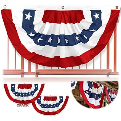 Anley USA Plissee-Fan-Flagge, 9,1 x 1,8 m, amerikanische US-Flaggen, patriotische Sterne und Streifen – scharfe Farbe und lichtbeständig – Vereinigte Staaten, 3 x 6 Fuß, halbes Fan-Banner (2 Stück) Anley USA Plissee-Fan-Flagge, 9,1 x 1,8 m, amerikanische US-Flaggen, patriotische Sterne und Streifen – scharfe Farbe und lichtbeständig – Vereinigte Staaten, 3 x 6 Fuß, halbes Fan-Banner (2 Stück)