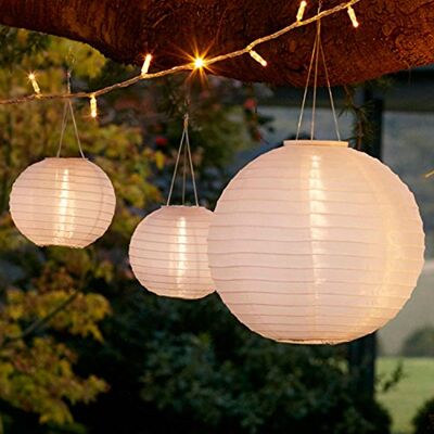 Lights4fun 9er Set LED Solar Lampions Weiß Laterne für Außen Hängend Gartenleuchten Wetterfest Outdoor Beleuchtung Lights4fun 9er Set LED Solar Lampions Weiß Laterne für Außen Hängend Gartenleuchten Wetterfest Outdoor Beleuchtung