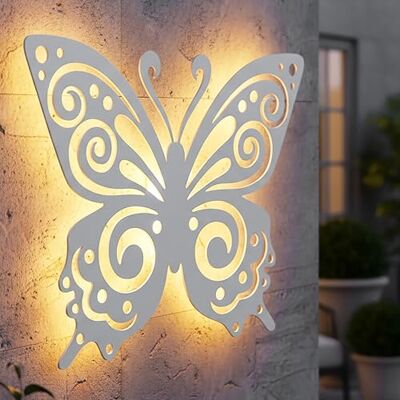 Spetebo Solar Wandbild Schmetterling weiß mit 30 LED 34 x 27 cm Metall Wanddeko für Außen warm weiß beleuchtet Garten Deko Wand Beleuchtung Wandleuchte Gartenleuchte Dekoleuchte Stimmungslicht Spetebo Solar Wandbild Schmetterling weiß mit 30 LED 34 x 27 cm Metall Wanddeko für Außen warm weiß beleuchtet Garten Deko Wand Beleuchtung Wandleuchte Gartenleuchte Dekoleuchte Stimmungslicht
