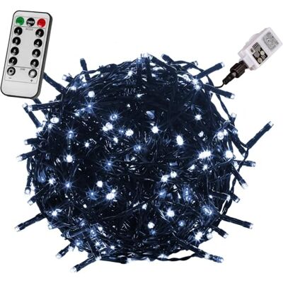 VOLTRONIC LED Lichterkette, IP44, Modell- und Farbwahl, 100 LEDs, Grünes Kabel, kaltweiß, Fernbedienung VOLTRONIC LED Lichterkette, IP44, Modell- und Farbwahl, 100 LEDs, Grünes Kabel, kaltweiß, Fernbedienung