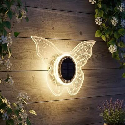 Spetebo LED Solar Wandlampe Schmetterling transparent 25 cm Deko Wandleuchte warm weiß für Außen Garten Wand Beleuchtung Solarlampe Stimmungslicht Gartenlicht Beetstecker Wandbild für Außen Spetebo LED Solar Wandlampe Schmetterling transparent 25 cm Deko Wandleuchte warm weiß für Außen Garten Wand Beleuchtung Solarlampe Stimmungslicht Gartenlicht Beetstecker Wandbild für Außen