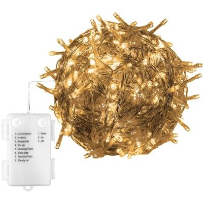 VOLTRONIC LED Lichterkette, IP44, Batteriebetrieben, Modell- und Farbwahl, 100 LEDs, Transparentes Kabel, warmweiß VOLTRONIC LED Lichterkette, IP44, Batteriebetrieben, Modell- und Farbwahl, 100 LEDs, Transparentes Kabel, warmweiß