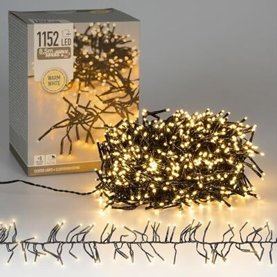 ECD Germany LED Cluster Lichterkette 8,5m 1152 LEDs Warmweiß mit Timer und 8 Leuchtmodi, strombetrieb, IP44 Innen/Außen, Weihnachtsbeleuchtung Weihnachtsbaum Büschel Lichterkette Büschellichterkette ECD Germany LED Cluster Lichterkette 8,5m 1152 LEDs Warmweiß mit Timer und 8 Leuchtmodi, strombetrieb, IP44 Innen/Außen, Weihnachtsbeleuchtung Weihnachtsbaum Büschel Lichterkette Büschellichterkette