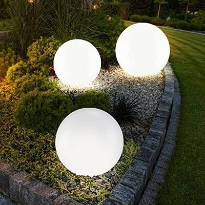 etc-shop 3er Set LED Außen Solar Kugel Leuchten Garten Beleuchtung Rasen Blumenbeet Steck Lampen 1x 20 cm und 2x 25 cm etc-shop 3er Set LED Außen Solar Kugel Leuchten Garten Beleuchtung Rasen Blumenbeet Steck Lampen 1x 20 cm und 2x 25 cm