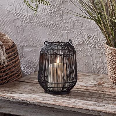 Lights4fun 19cm Outdoor Laterne mit LED Kerze Weiß batteriebetrieb Timer Garten Deko Balkon Schwarze Laterne Außen Lights4fun 19cm Outdoor Laterne mit LED Kerze Weiß batteriebetrieb Timer Garten Deko Balkon Schwarze Laterne Außen